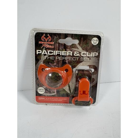 Realtree Other - Realtree Orange Pacifier Clip Camo Strap 0-6 Months Orthodontic Infant Baby Xtra